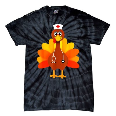 Cute Nurse Thanksgiving Turkey Tie-Dye T-Shirt