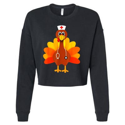 Cute Nurse Thanksgiving Turkey Cropped Pullover Crew