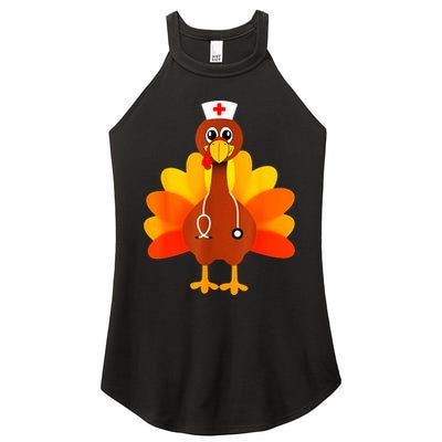 Cute Nurse Thanksgiving Turkey Women's Perfect Tri Rocker Tank