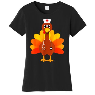 Cute Nurse Thanksgiving Turkey Women's T-Shirt