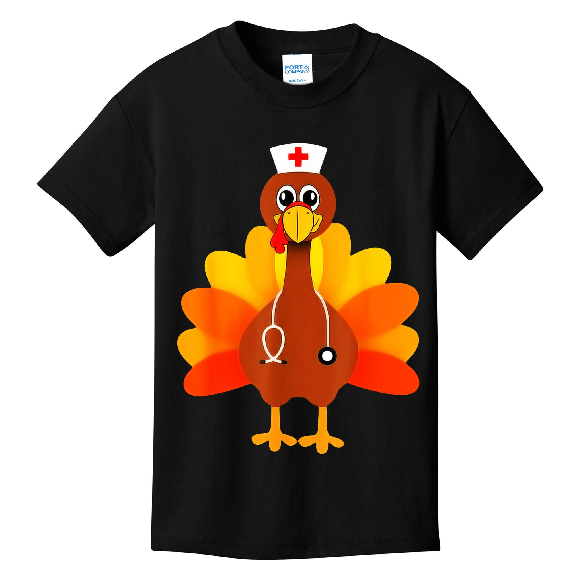 Cute Nurse Thanksgiving Turkey Kids T-Shirt