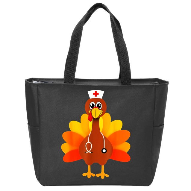 Cute Nurse Thanksgiving Turkey Zip Tote Bag