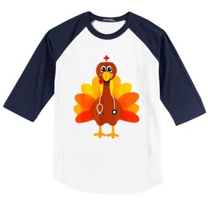 Cute Nurse Thanksgiving Turkey Baseball Sleeve Shirt