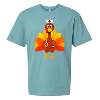 Cute Nurse Thanksgiving Turkey Sueded Cloud Jersey T-Shirt