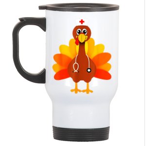 Cute Nurse Thanksgiving Turkey Stainless Steel Travel Mug