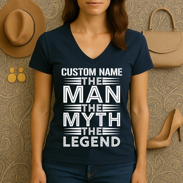 Custom Name The Man The Myth The Legend Women's V-Neck T-Shirt