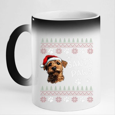 Cute Norfolk Terrier Dog Ugly Christmas Santa Paws 11oz Black Color Changing Mug