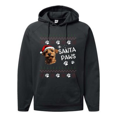 Cute Norfolk Terrier Dog Ugly Christmas Santa Paws Performance Fleece Hoodie