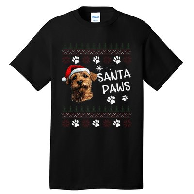 Cute Norfolk Terrier Dog Ugly Christmas Santa Paws Tall T-Shirt