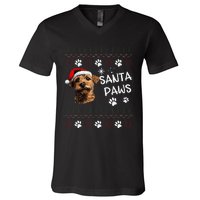 Cute Norfolk Terrier Dog Ugly Christmas Santa Paws V-Neck T-Shirt