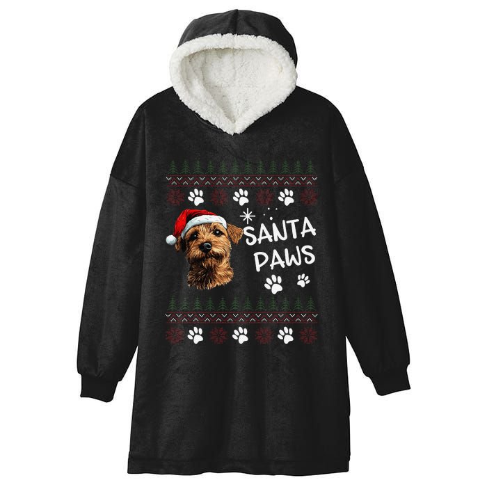 Cute Norfolk Terrier Dog Ugly Christmas Santa Paws Hooded Wearable Blanket