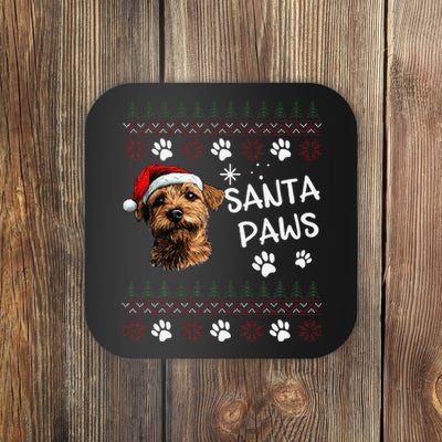 Cute Norfolk Terrier Dog Ugly Christmas Santa Paws Coaster