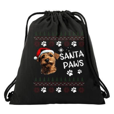 Cute Norfolk Terrier Dog Ugly Christmas Santa Paws Drawstring Bag