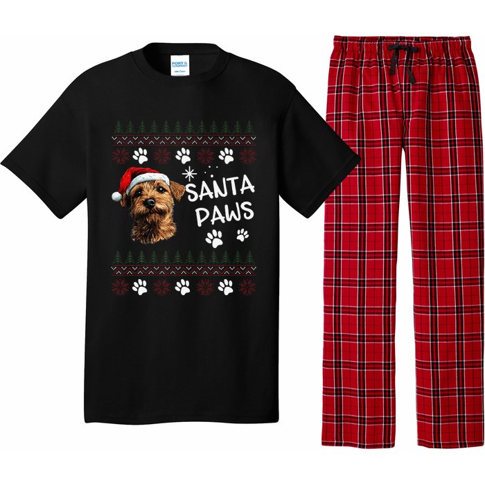 Cute Norfolk Terrier Dog Ugly Christmas Santa Paws Pajama Set