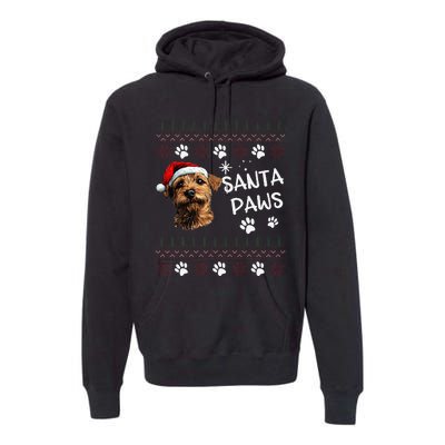 Cute Norfolk Terrier Dog Ugly Christmas Santa Paws Premium Hoodie