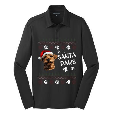 Cute Norfolk Terrier Dog Ugly Christmas Santa Paws Silk Touch Performance Long Sleeve Polo