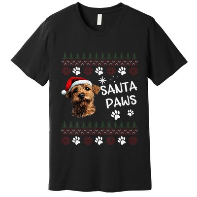 Cute Norfolk Terrier Dog Ugly Christmas Santa Paws Premium T-Shirt