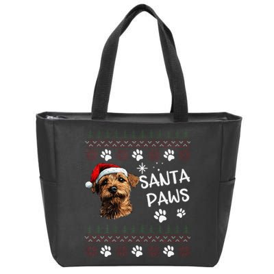 Cute Norfolk Terrier Dog Ugly Christmas Santa Paws Zip Tote Bag