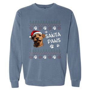 Cute Norfolk Terrier Dog Ugly Christmas Santa Paws Garment-Dyed Sweatshirt