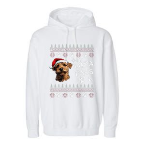 Cute Norfolk Terrier Dog Ugly Christmas Santa Paws Garment-Dyed Fleece Hoodie