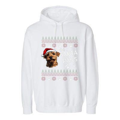 Cute Norfolk Terrier Dog Ugly Christmas Santa Paws Garment-Dyed Fleece Hoodie