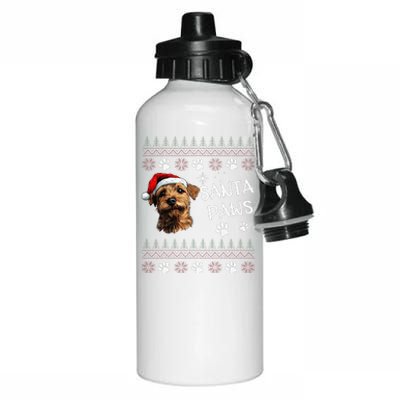 Cute Norfolk Terrier Dog Ugly Christmas Santa Paws Aluminum Water Bottle