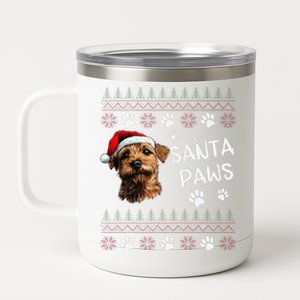 Cute Norfolk Terrier Dog Ugly Christmas Santa Paws 12 oz Stainless Steel Tumbler Cup