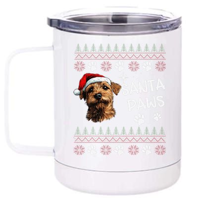 Cute Norfolk Terrier Dog Ugly Christmas Santa Paws 12 oz Stainless Steel Tumbler Cup