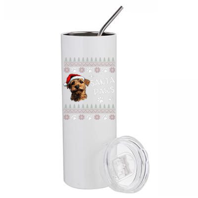 Cute Norfolk Terrier Dog Ugly Christmas Santa Paws Stainless Steel Tumbler