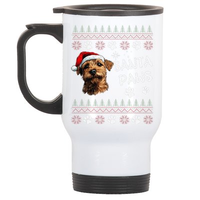 Cute Norfolk Terrier Dog Ugly Christmas Santa Paws Stainless Steel Travel Mug