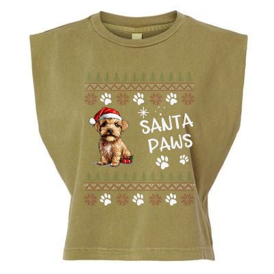 Cute Norfolk Terrier Dog Ugly Christmas Santa Paws Garment-Dyed Women's Muscle Tee