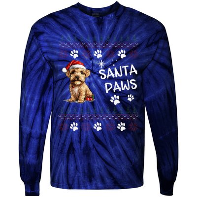 Cute Norfolk Terrier Dog Ugly Christmas Santa Paws Tie-Dye Long Sleeve Shirt