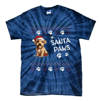 Cute Norfolk Terrier Dog Ugly Christmas Santa Paws Tie-Dye T-Shirt