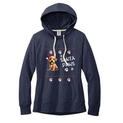 Cute Norfolk Terrier Dog Ugly Christmas Santa Paws Women's Fleece Hoodie