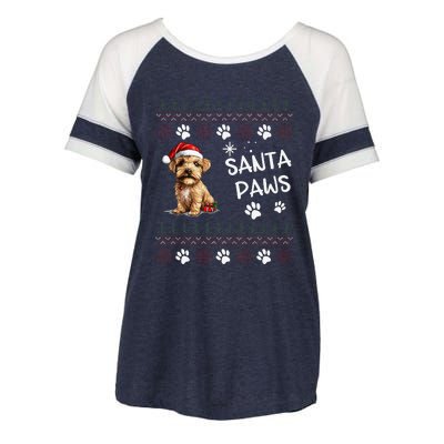 Cute Norfolk Terrier Dog Ugly Christmas Santa Paws Enza Ladies Jersey Colorblock Tee