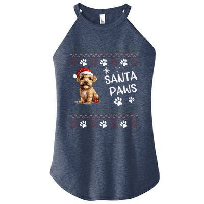 Cute Norfolk Terrier Dog Ugly Christmas Santa Paws Women's Perfect Tri Rocker Tank