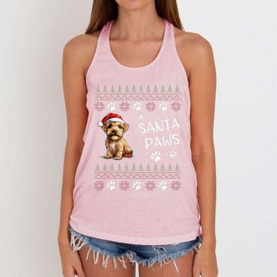 Cute Norfolk Terrier Dog Ugly Christmas Santa Paws Women's Knotted Racerback Tank