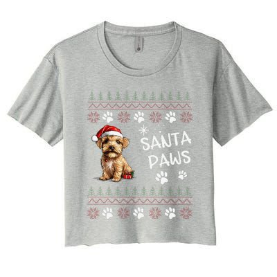 Cute Norfolk Terrier Dog Ugly Christmas Santa Paws Women's Crop Top Tee