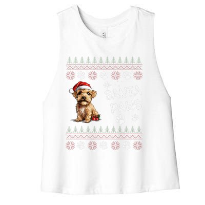 Cute Norfolk Terrier Dog Ugly Christmas Santa Paws Women's Racerback Cropped Tank