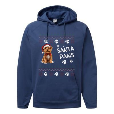 Cute Norfolk Terrier Dog Ugly Christmas Santa Paws Performance Fleece Hoodie