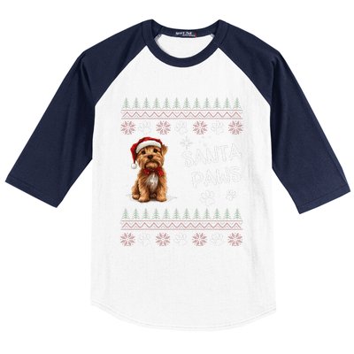 Cute Norfolk Terrier Dog Ugly Christmas Santa Paws Baseball Sleeve Shirt