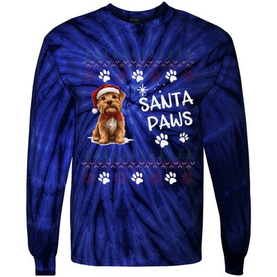 Cute Norfolk Terrier Dog Ugly Christmas Santa Paws Tie-Dye Long Sleeve Shirt