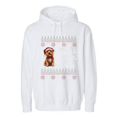 Cute Norfolk Terrier Dog Ugly Christmas Santa Paws Garment-Dyed Fleece Hoodie