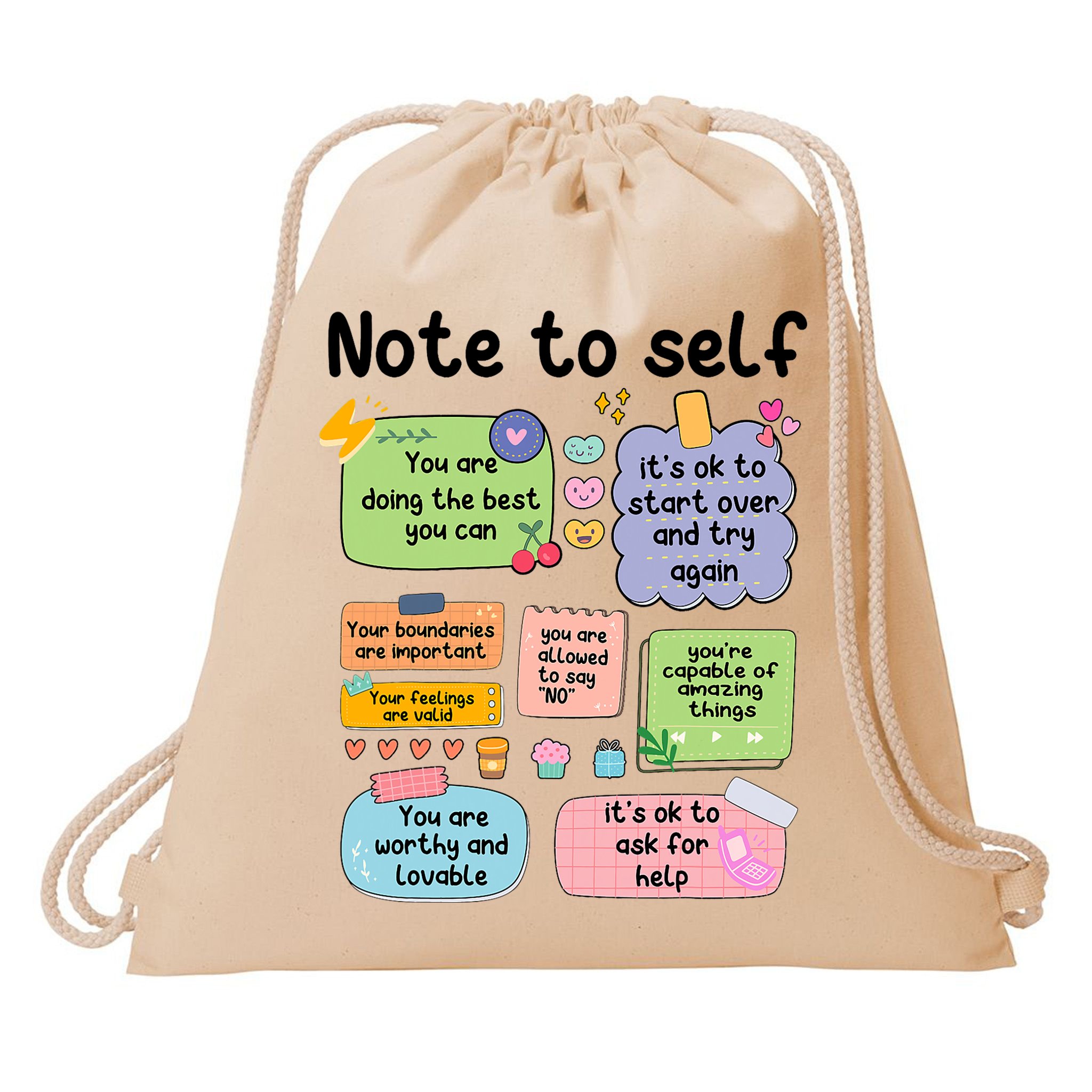 Counselor Note To Self Mental Health School Psychologist Drawstring Bag
