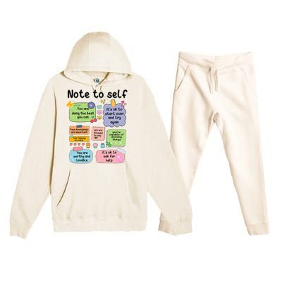 Counselor Note To Self Mental Health School Psychologist Premium Hooded Sweatsuit Set