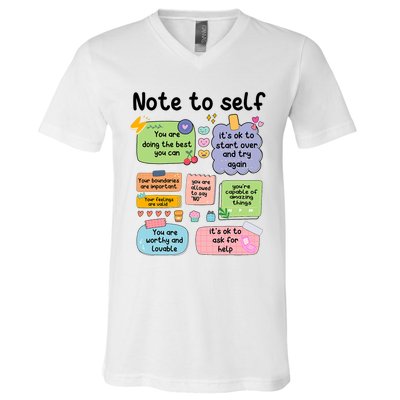 Counselor Note To Self Mental Health School Psychologist V-Neck T-Shirt