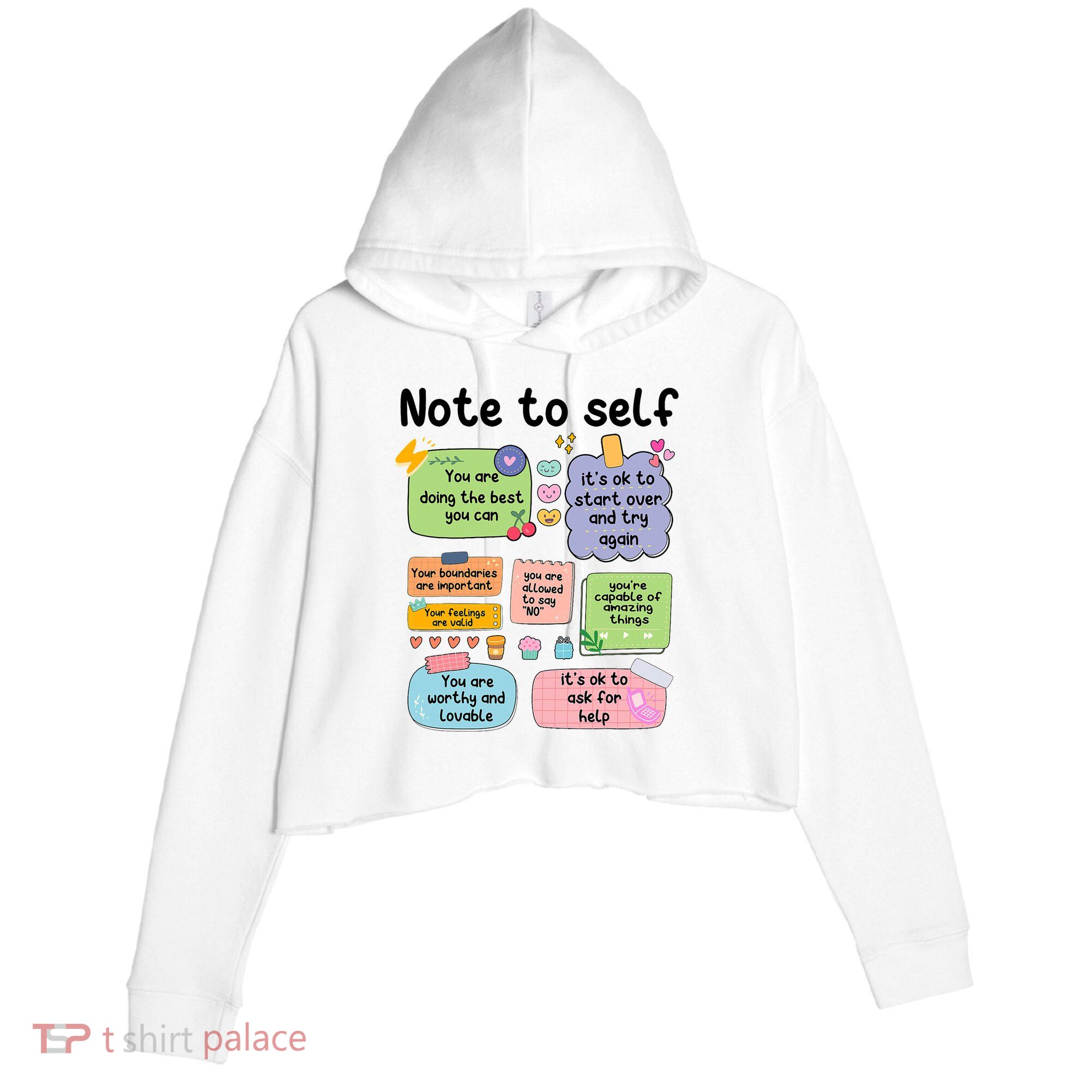 Counselor Note To Self Mental Health School Psychologist Crop Fleece Hoodie