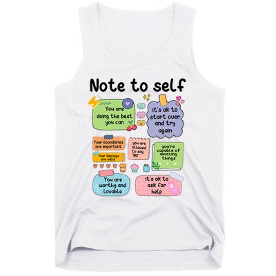 Counselor Note To Self Mental Health School Psychologist Tank Top