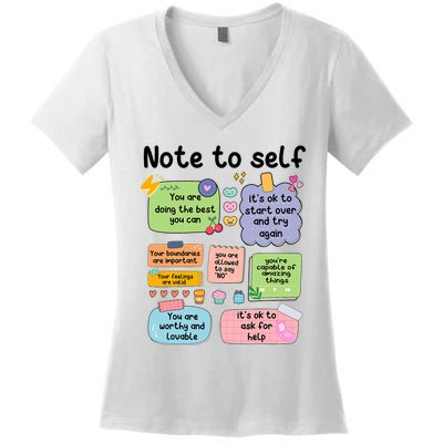 Counselor Note To Self Mental Health School Psychologist Women's V-Neck T-Shirt