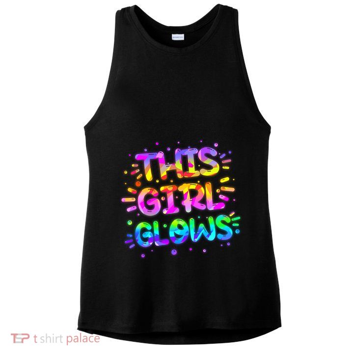 Cute Neon This Girl Glows Ladies PosiCharge Tri-Blend Wicking Tank